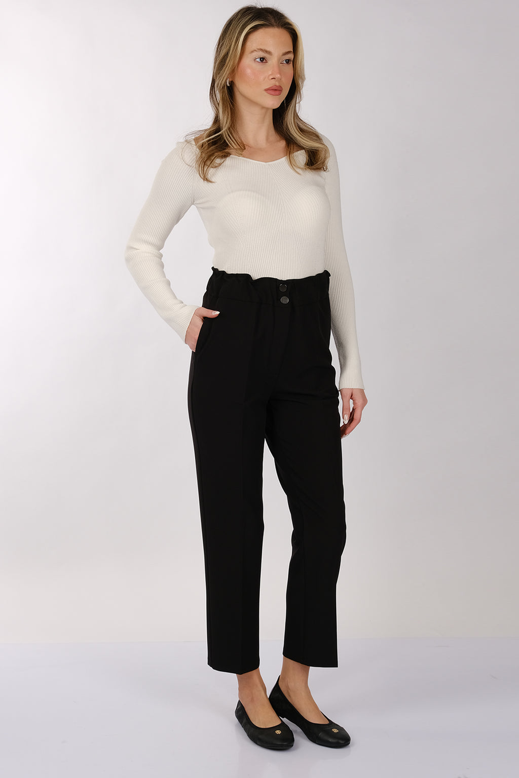 Modiva Minimalist Yüksek Bel Crop Pantolon - Günlük & İş