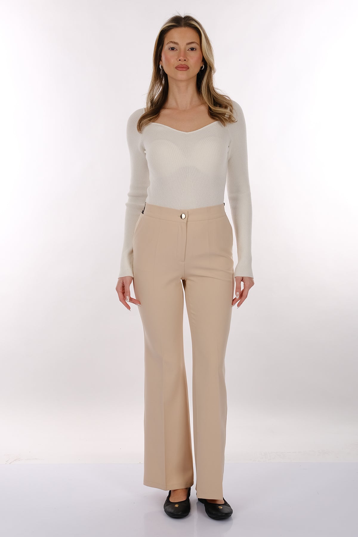 Modiva Minimalist Yüksek Bel Midi Kadın Pantolon - Günlük & Ofis Şıklığı Main image