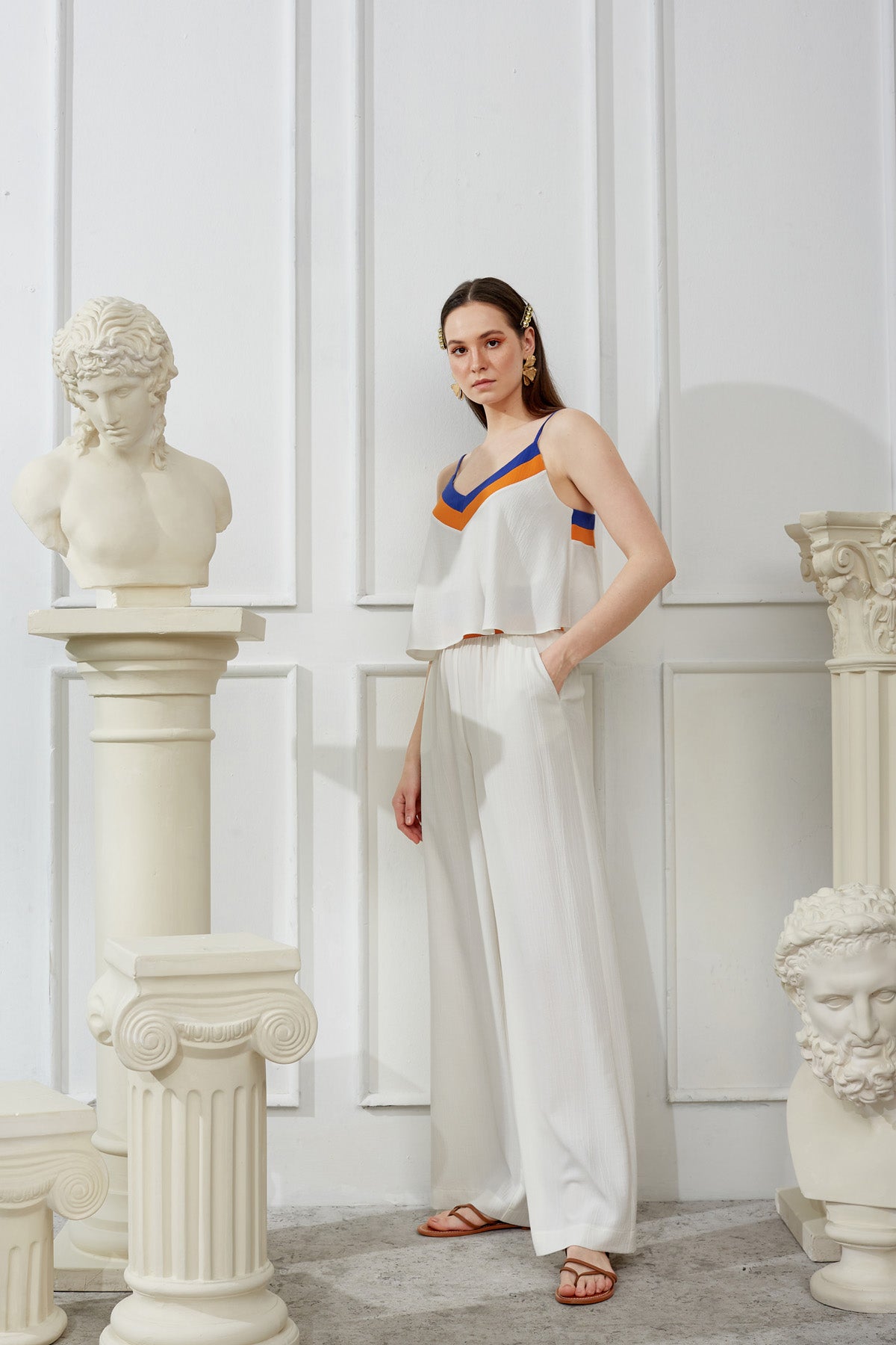 Naar Minimalist Oversize Midi Pantolon - Rahat & Şık Keten Pantolon Main image