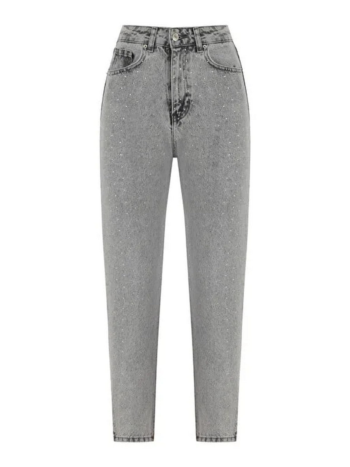 Nocturne Minimalist Taş Detaylı Midi Mom Jean Kadın Pantolon İkincil görsel