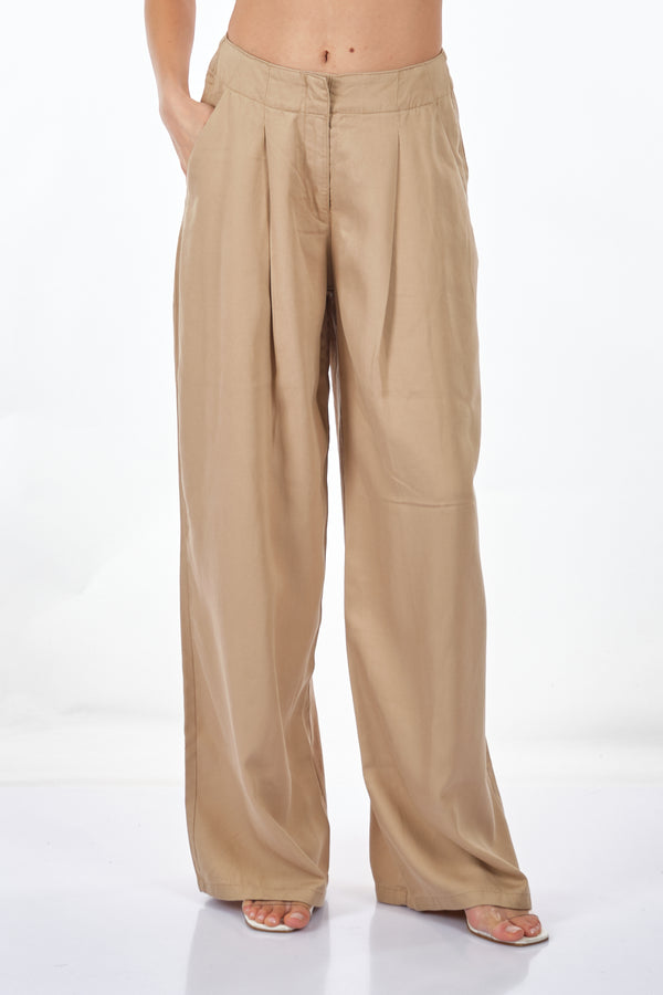 Only Oversize Pileli Keten Pantolon - Geniş Paça - Minimalist