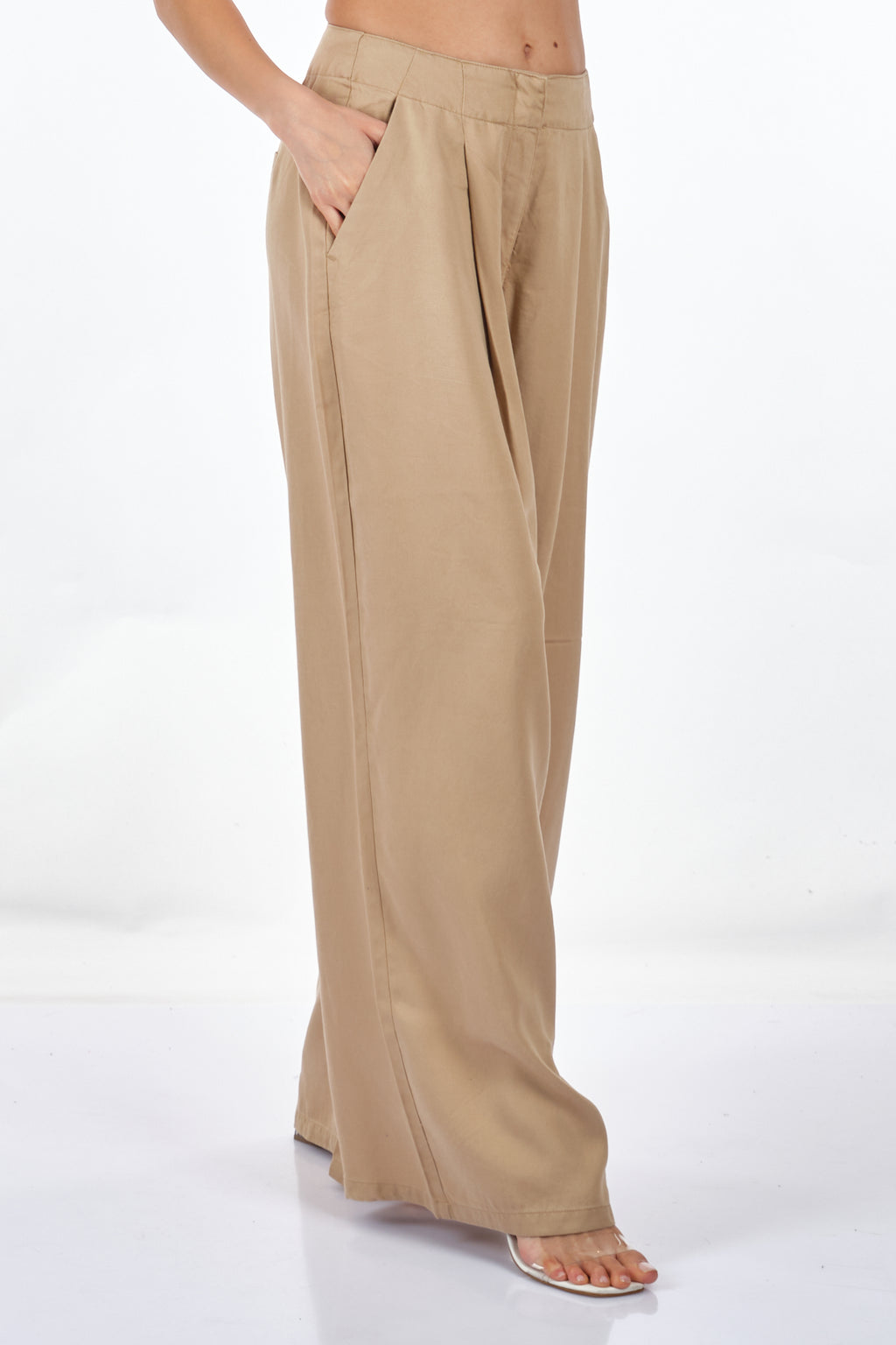 Only Oversize Pileli Keten Pantolon - Geniş Paça - Minimalist