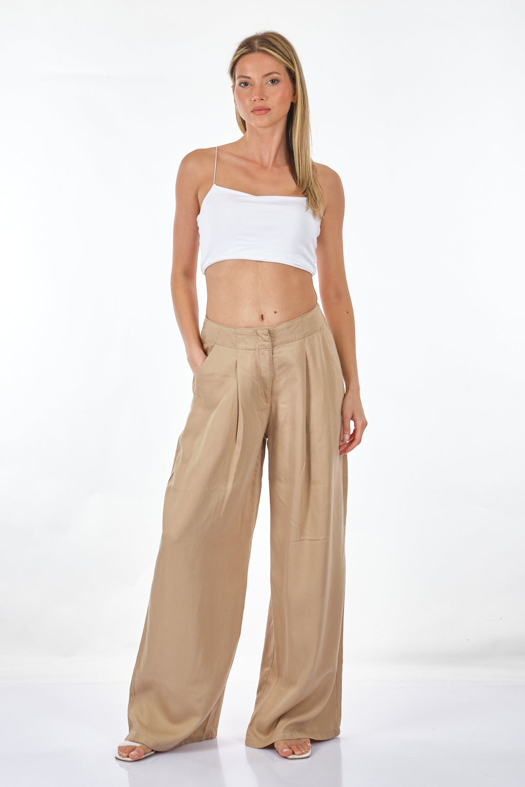 Only Oversize Pileli Keten Pantolon - Geniş Paça - Minimalist