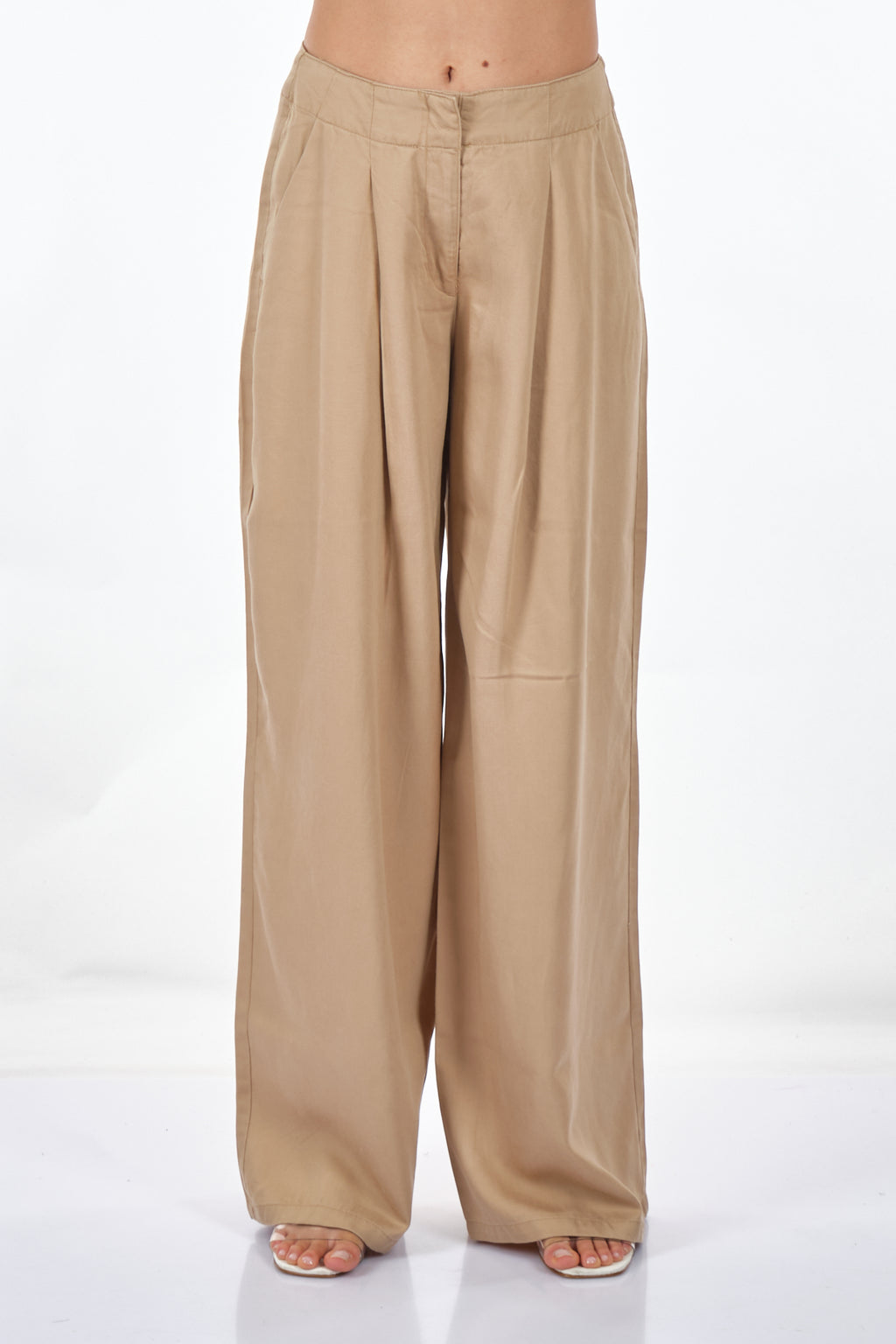 Only Oversize Pileli Keten Pantolon - Geniş Paça - Minimalist