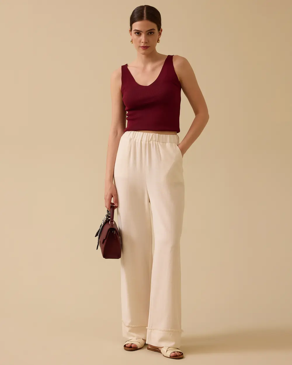 SCL Minimalist Oversize Kadın Pantolon - Geniş Paça Midi Main image