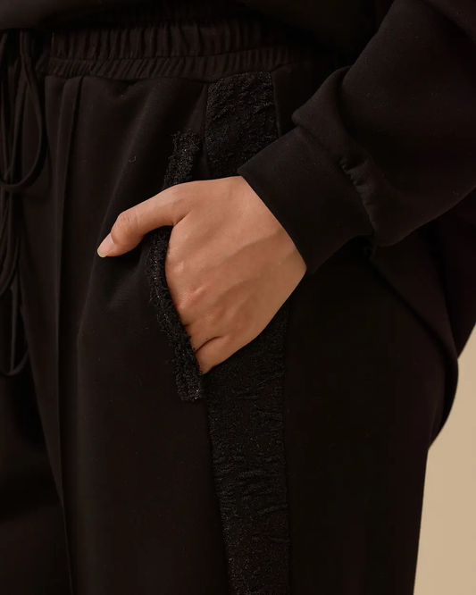 bağcıklı desen garnili pantolon Scl