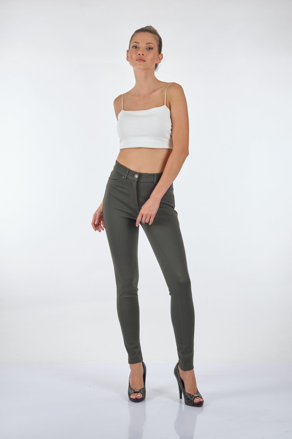 Seleste Yüksek Bel Slim Fit Kadın Pantolon - Günlük Kullanım