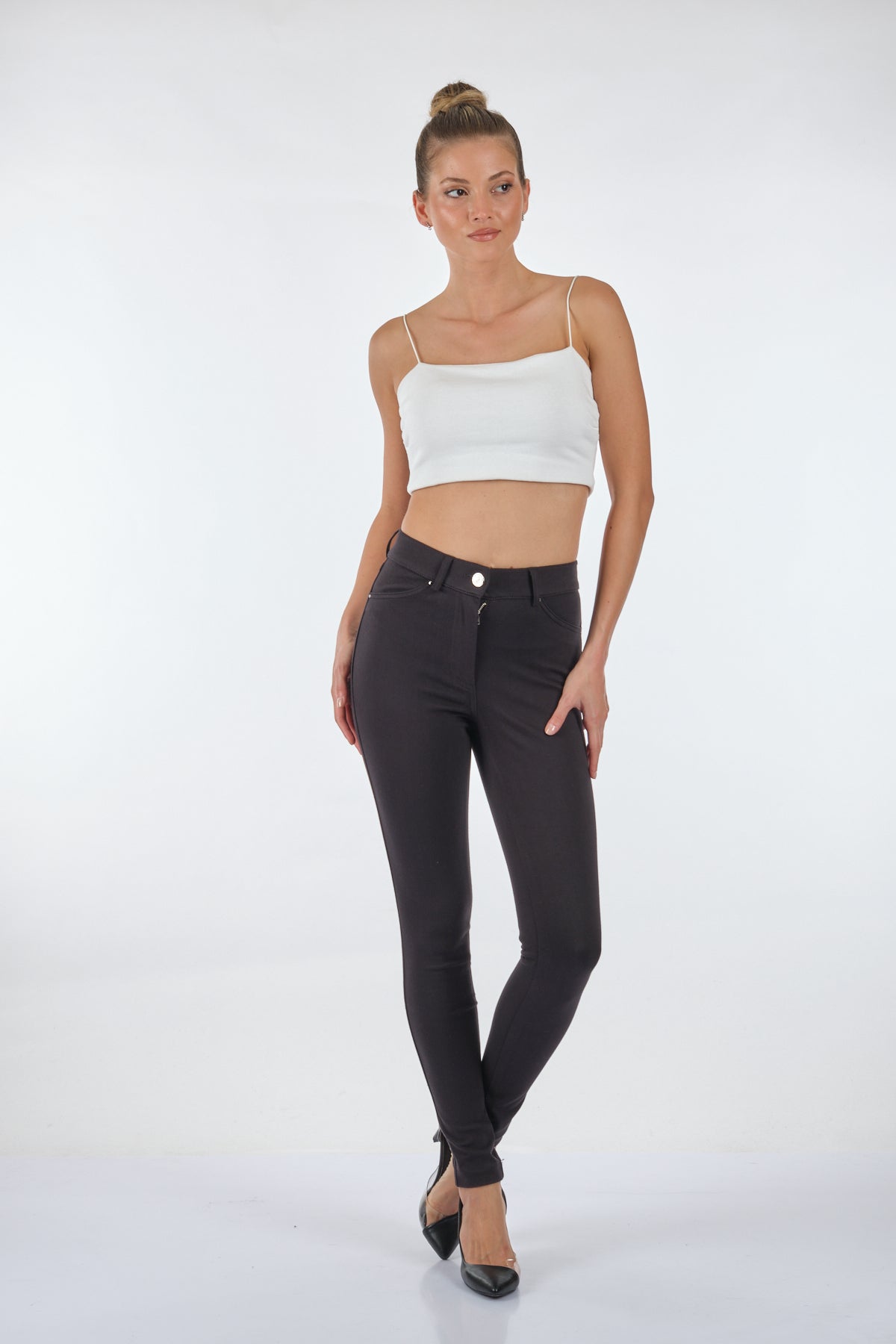 Seleste Yüksek Bel Slim Fit Kadın Pantolon - Günlük Kullanım