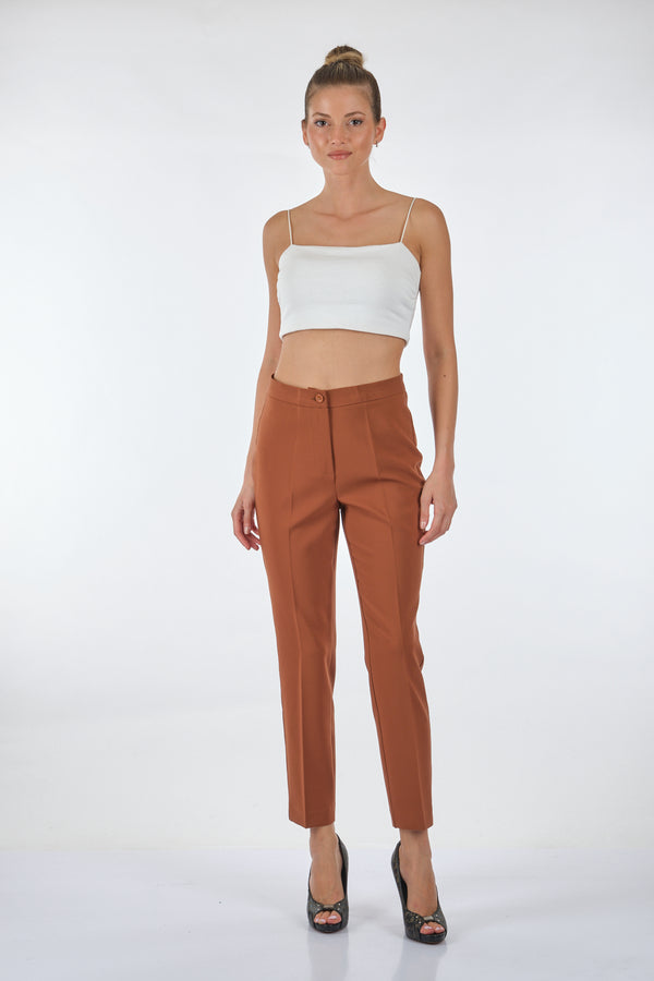 Seleste Minimalist Yüksek Bel 7/8 Kadın Pantolon - Modern Kesim, Günlük & İş