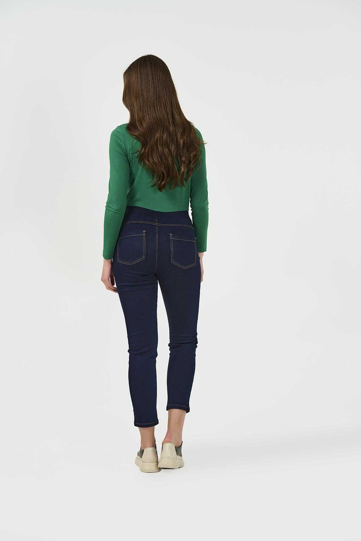 Tolga Saraçoğlu Minimalist Midi Jean Pantolon - Yüksek Bel Esnek Main image