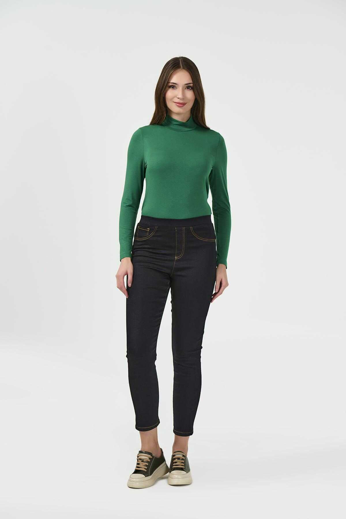 Tolga Saraçoğlu Minimalist Midi Jean Pantolon - Yüksek Bel Esnek