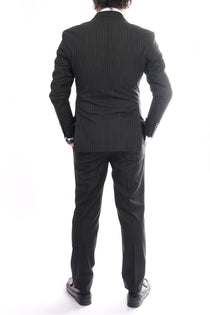 Papyon Minimalist Çizgili Regular Fit Duble Sıkı Yaka Erkek Takım Elbise