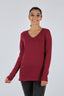 Daıdo Minimalist V Yaka Uzun Kol Kadın Tişört - Rahat ve Şık