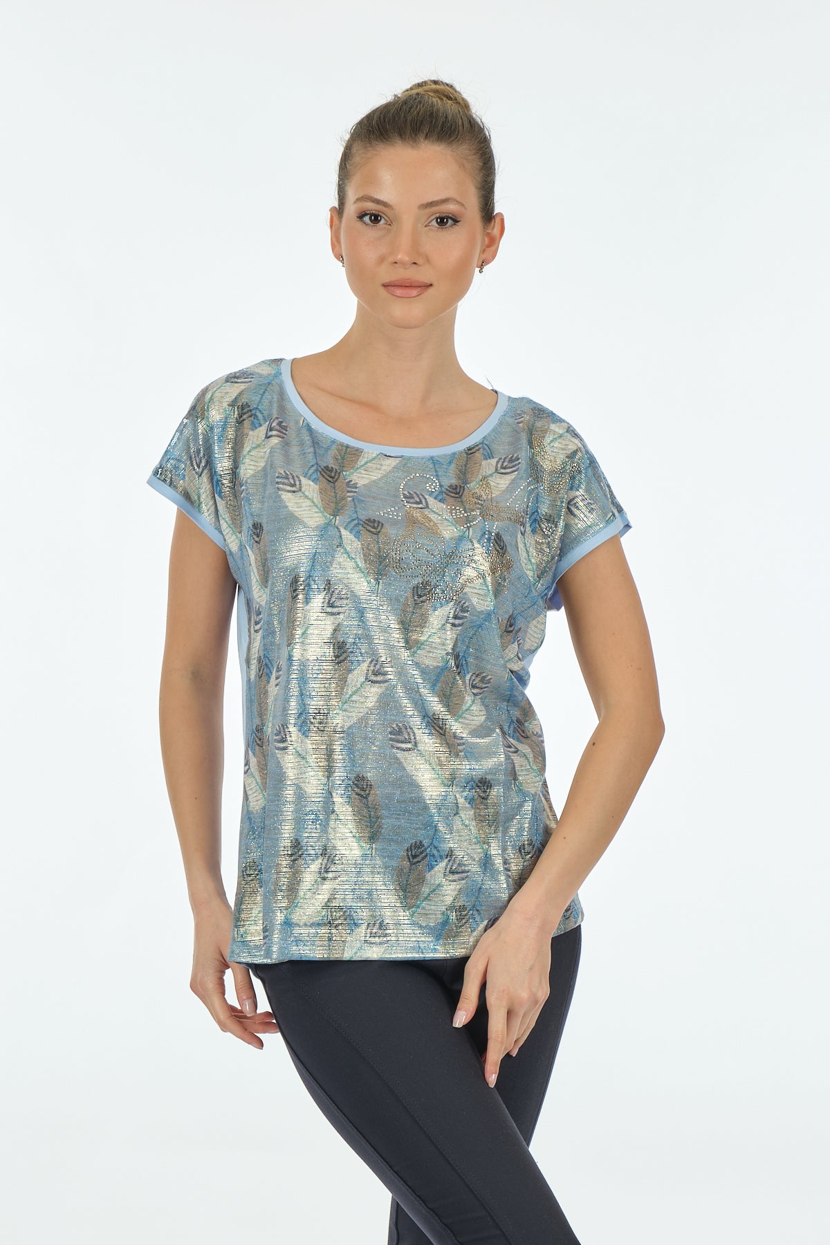 Twomail Oversize Minimalist Kısa Kol Kadın Tişört - Günlük Stil Secondary image