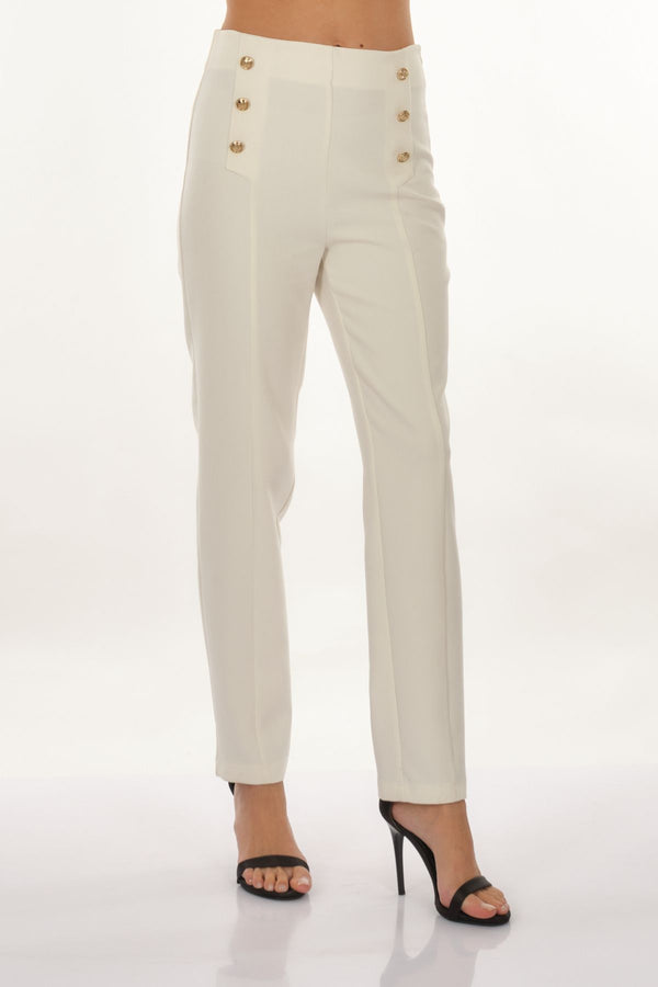 Perspective Minimalist Yüksek Bel Düğmeli Kadın Pantolon - Regular Fit