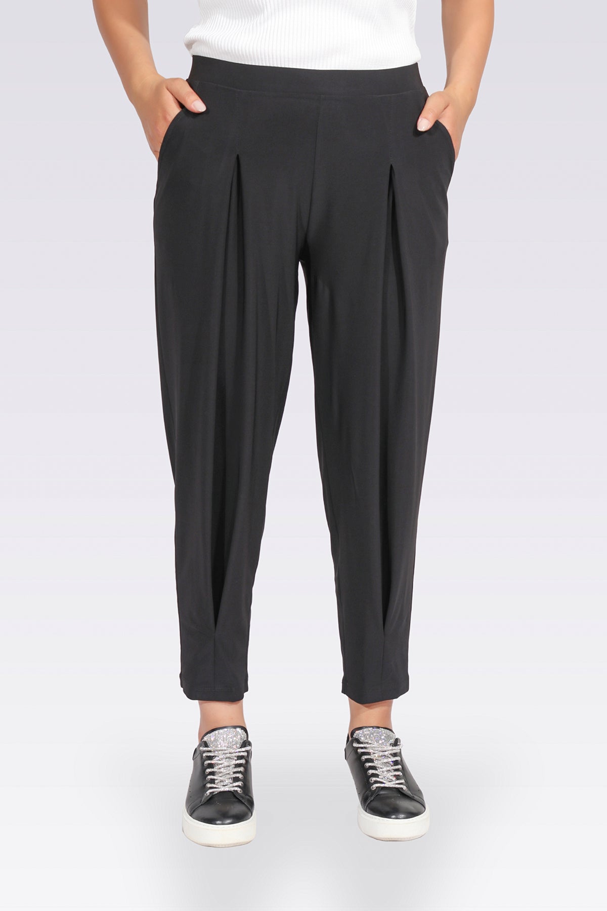 PİLE DETAYLI RAHAT KESİM BELİ LASTİKLİ ÖRME PANTOLON Secondary image