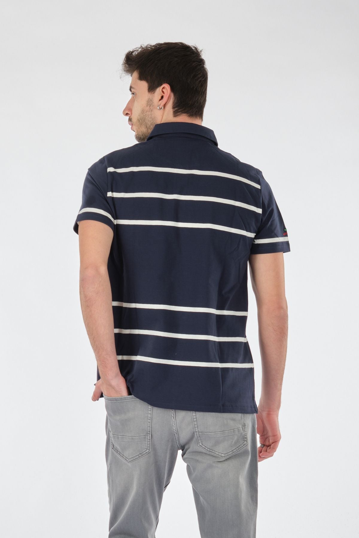 Porto Cervo Erkek Kısa Kol Polo Yaka Çizgili T-Shirt - Minimalist Tarz