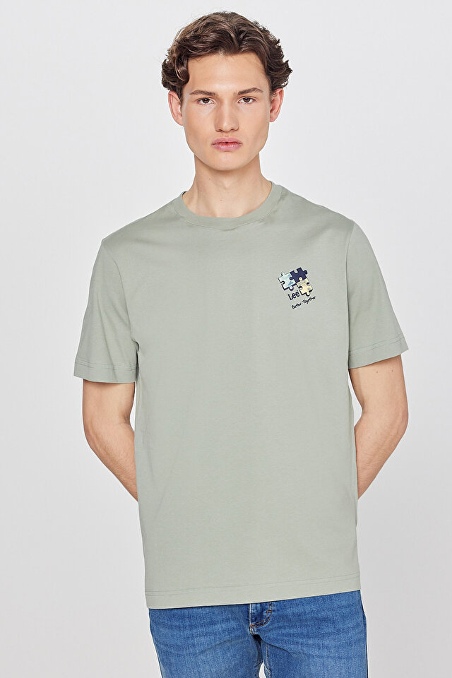 Regular Fit Normal Kesim Bisiklet Yaka Logo Detaylı Tişört T-Shirt Lee Main image