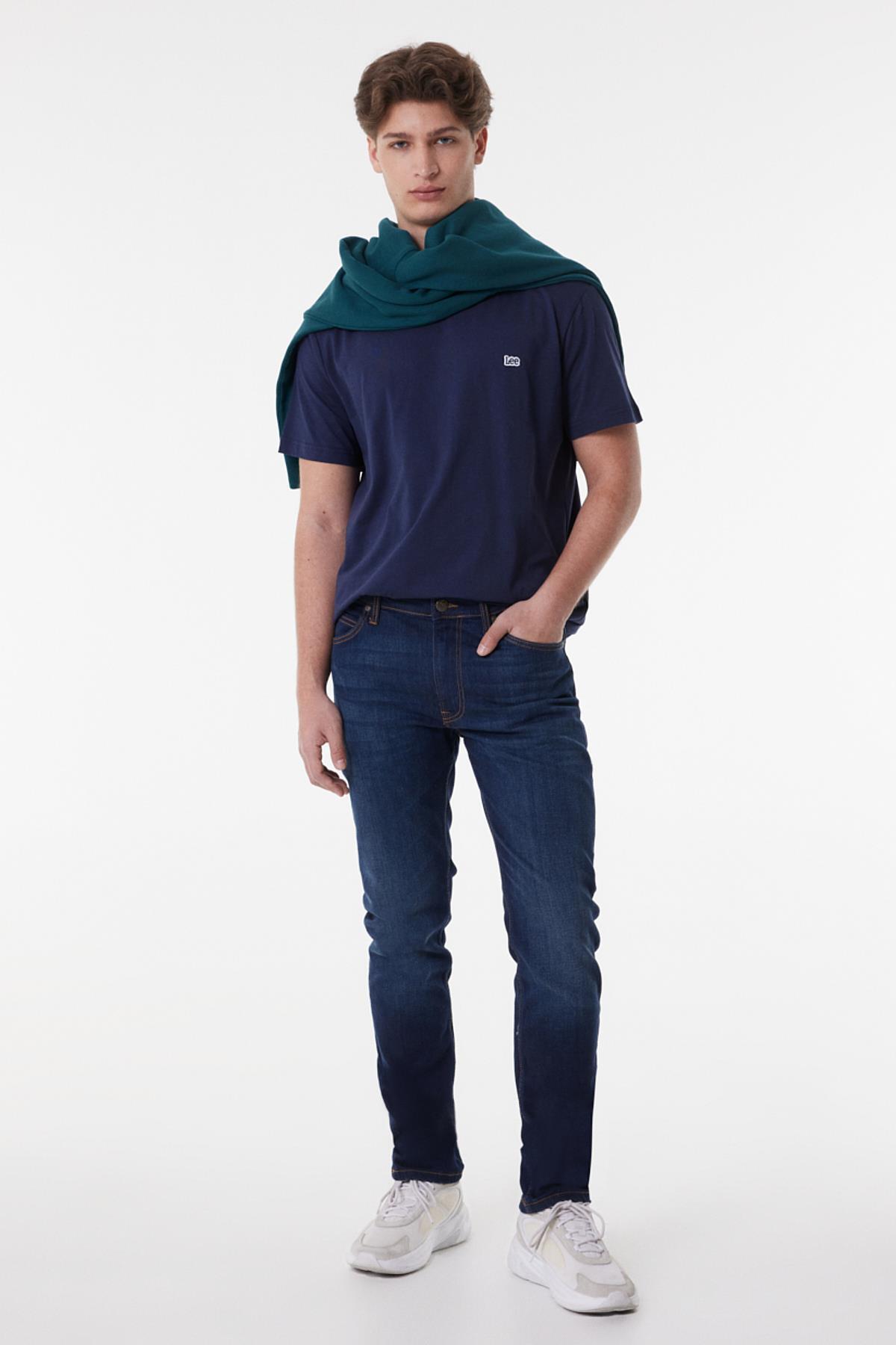 Regular Fit Normal Kesim Bisiklet Yaka Pamuklu Lacivert T-Shirt Lee