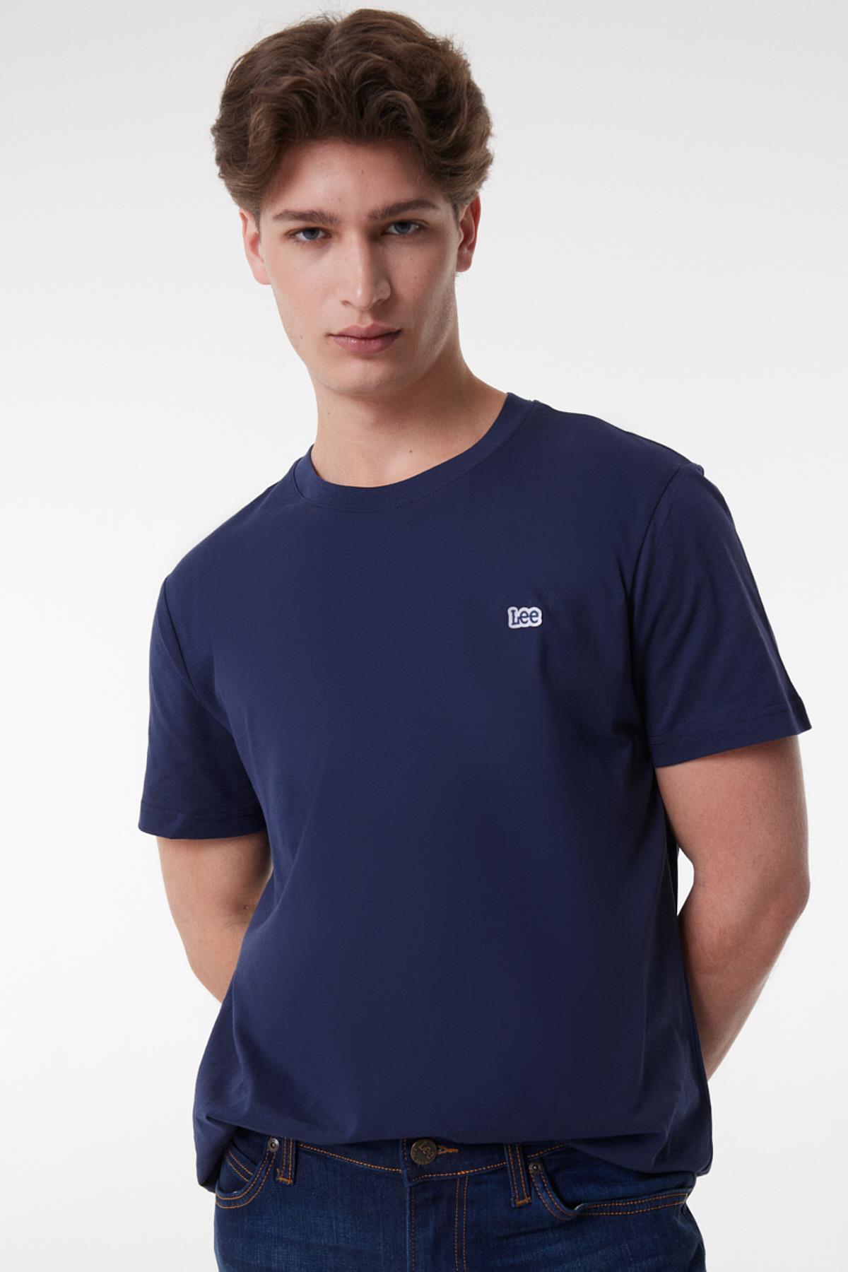 Regular Fit Normal Kesim Bisiklet Yaka Pamuklu Lacivert T-Shirt Lee Secondary image