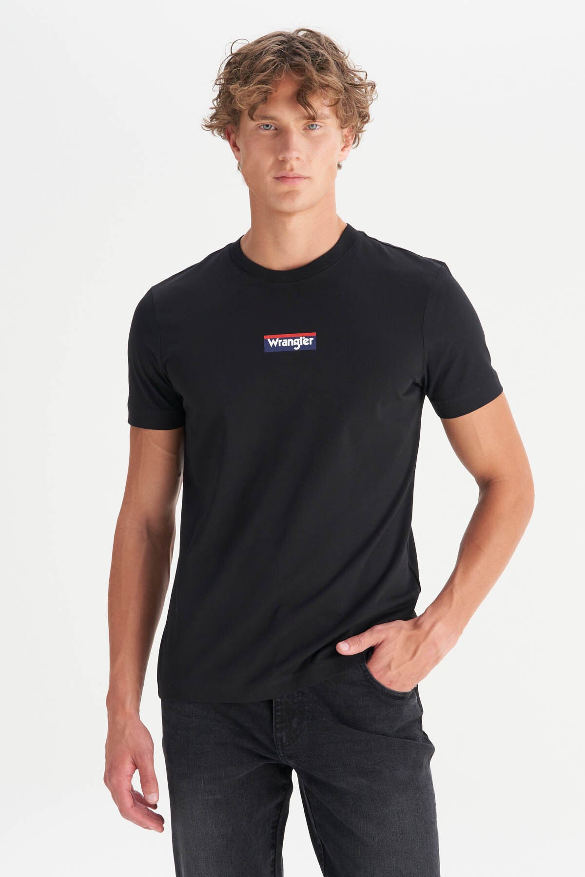 Regular Fit Normal Kesim Siyah Minimal Logo Tişört T-Shirt Wrangler Main image
