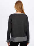 Color Blocked Crew Neck Knit Blouse by Faik Sönmez