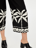 Resort Style Palm Pattern Monochrome Capri Pants by Faik Sönmez
