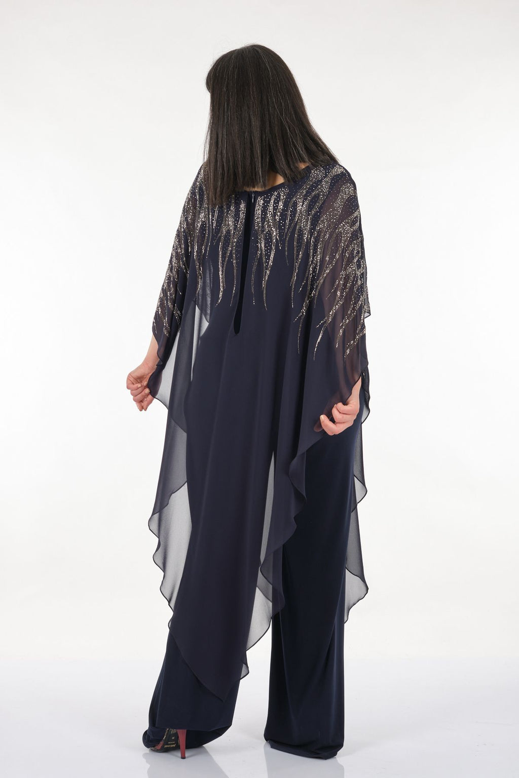 Rozeşah Asimetrik Yaka Oversize Midi Abiye Elbise - Şifon