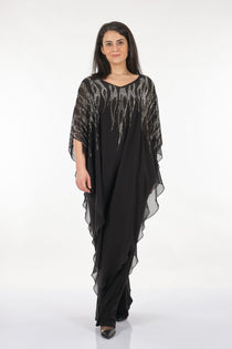 Rozeşah Asimetrik Yaka Oversize Midi Abiye Elbise - Şifon