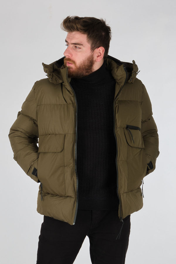 Rugu Erkek Oversize Kapüşonlu Kışlık Mont - Minimalist Tarz