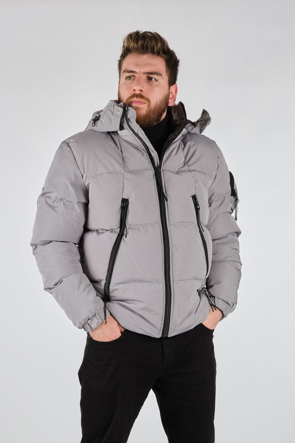 Rugu Erkek Oversize Kapüşonlu Kışlık Mont - Minimalist Tasarım
