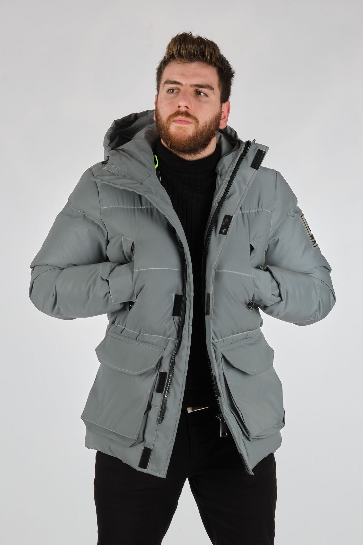 Rugu Erkek Oversize Kapüşonlu Kışlık Mont - Minimalist Main image