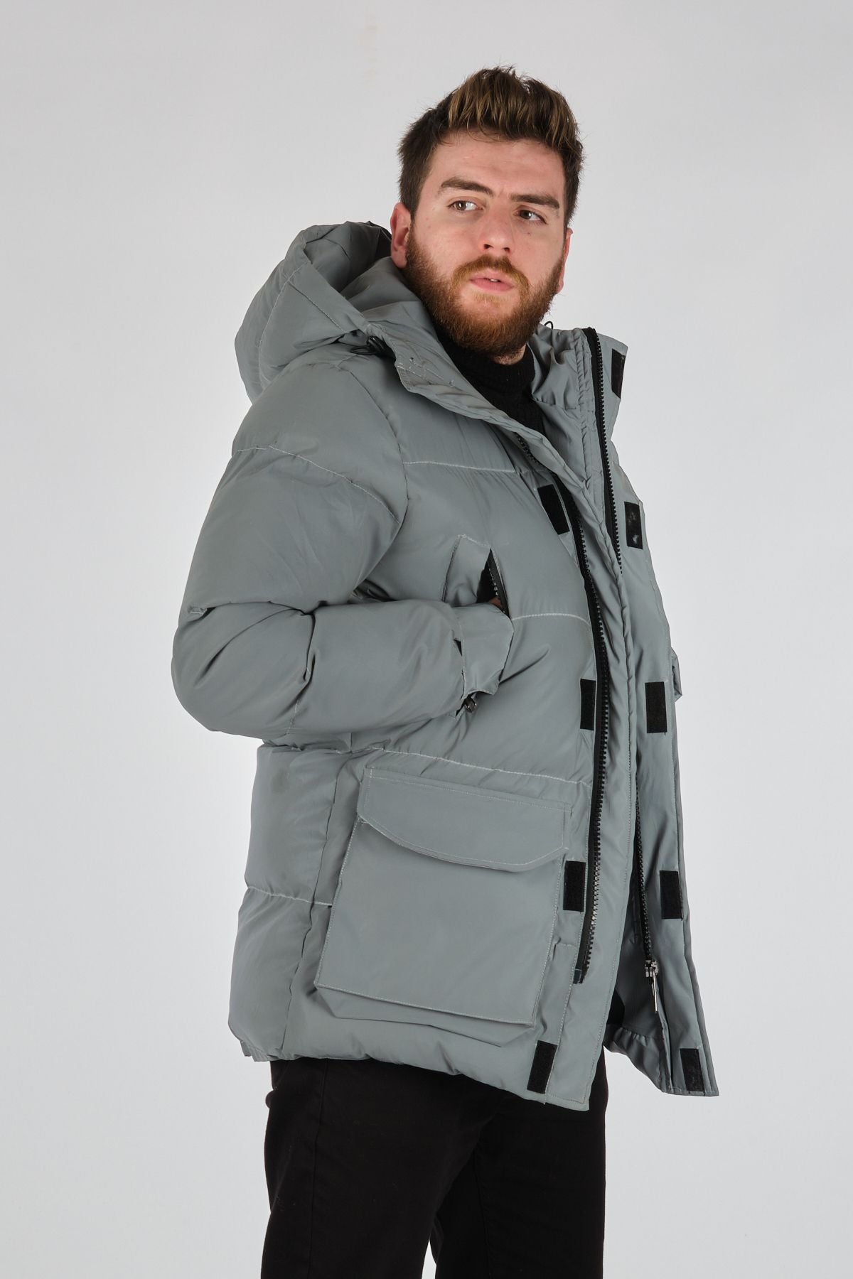 Rugu Erkek Oversize Kapüşonlu Kışlık Mont - Minimalist Secondary image