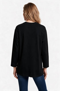 Scl Kadın Bisiklet Yaka Cepli Asimetrik Tasarım Uzun Kollu Sweatshirt