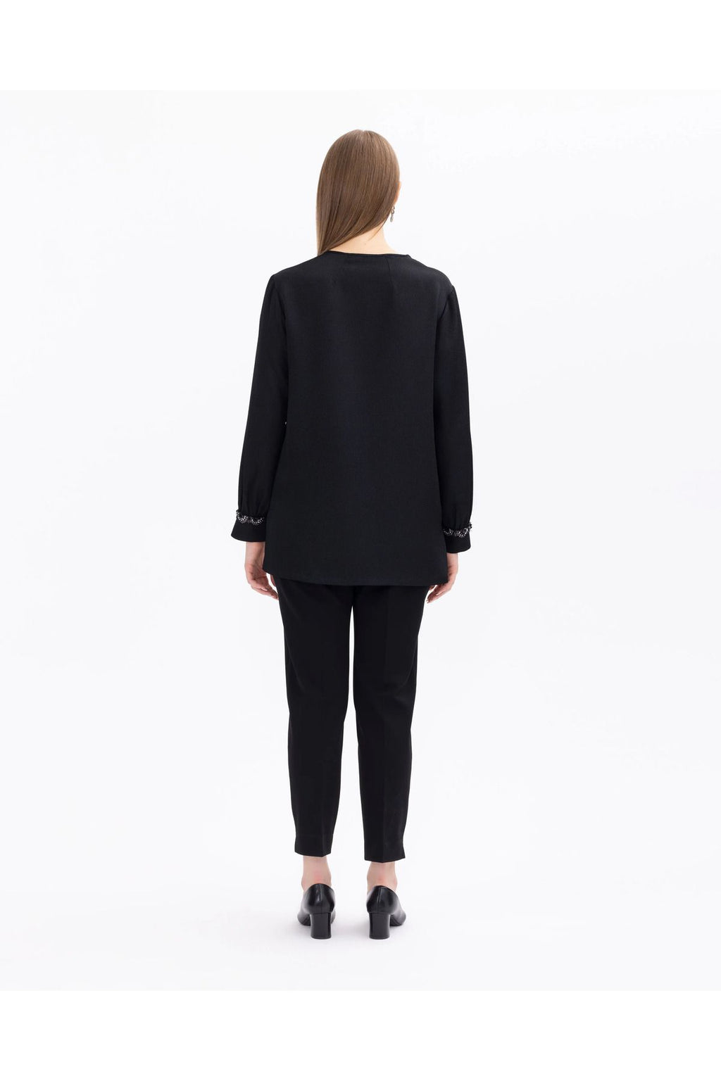 SCL Oversize Minimalist Yuvarlak Yaka Kadın Bluz - Günlük & İş