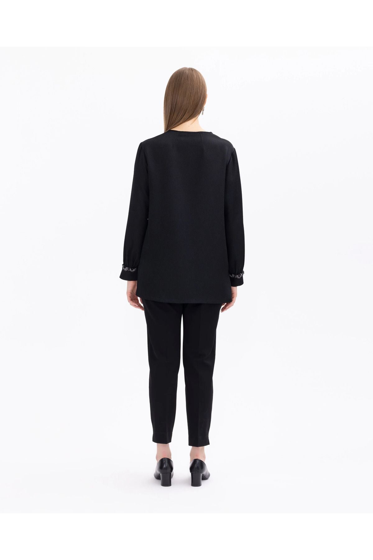 SCL Oversize Minimalist Yuvarlak Yaka Kadın Bluz - Günlük & İş