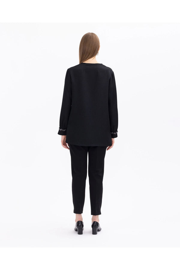 SCL Oversize Minimalist Yuvarlak Yaka Kadın Bluz - Günlük & İş