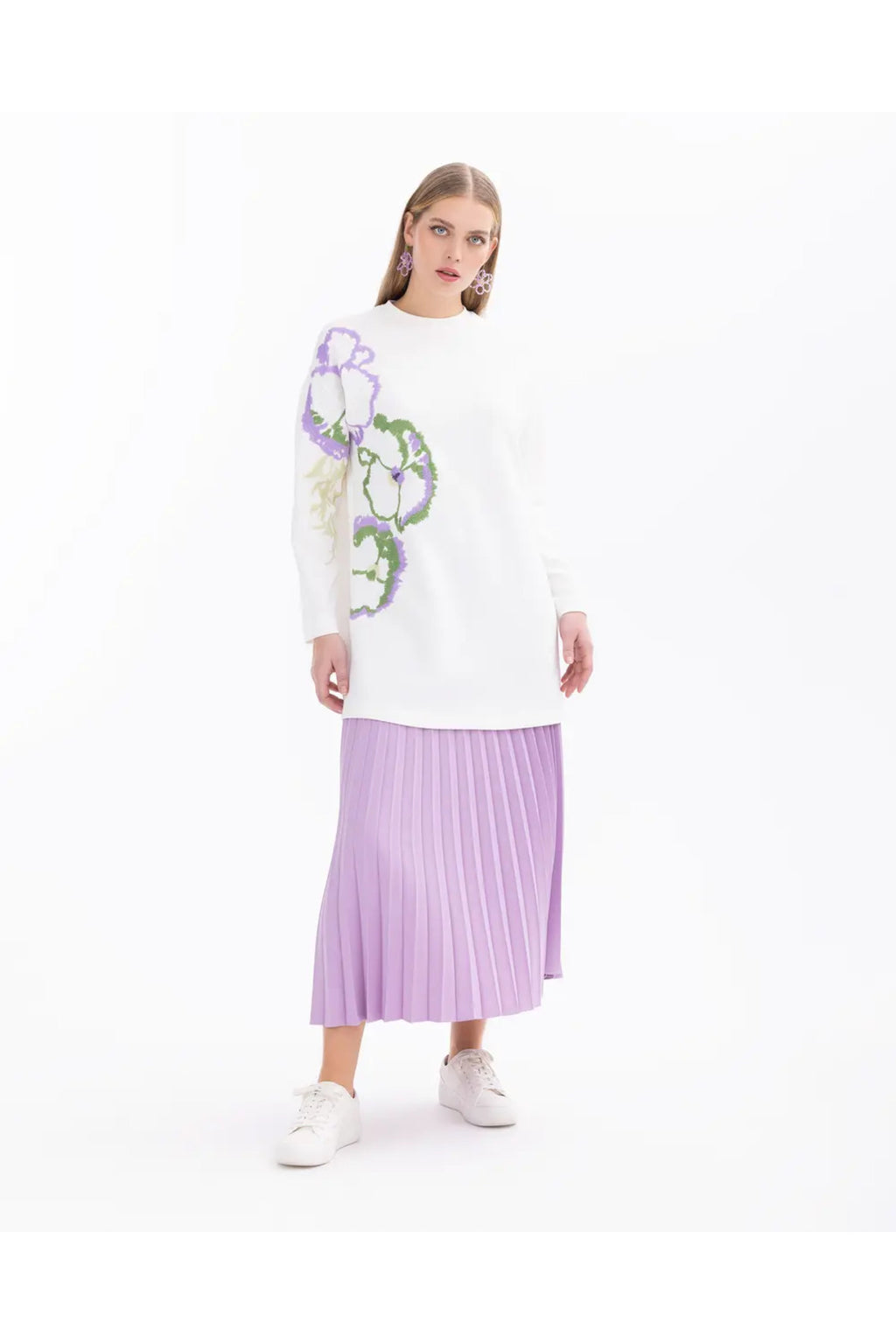 Scl Kadın Nakışlı Düşük Kol Sweatshirt 10002412311001
