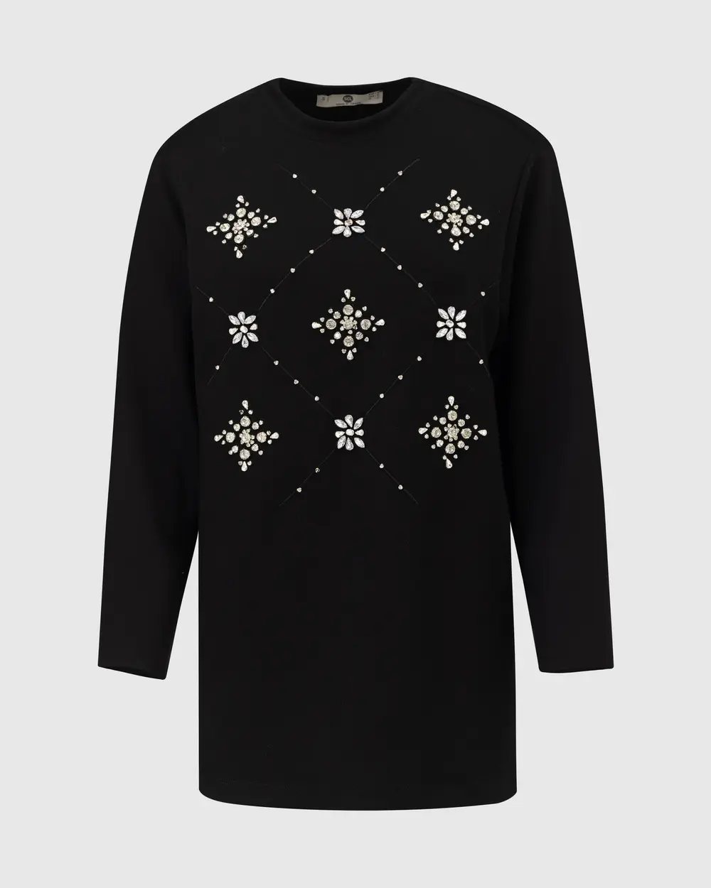 Scl Kadın Yuvarlak Yaka Taşlı  Sweatshirt 10002422311004