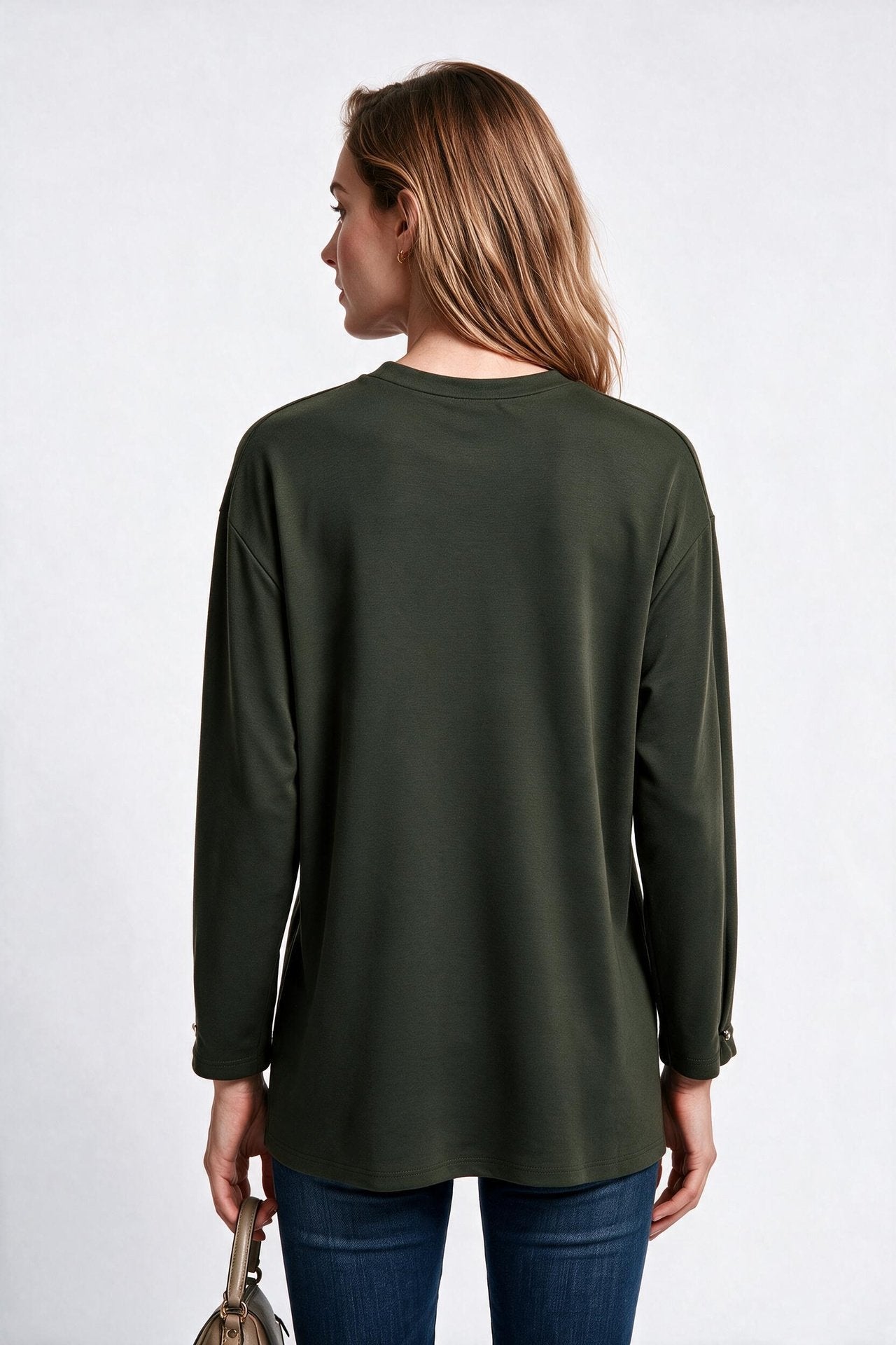 Scl Kadın Bisiklet Yaka Düşük Kol Pamuklu Örme Taş Detaylı Regular Kalıp Sweatshirt 10002522311004 Secondary image