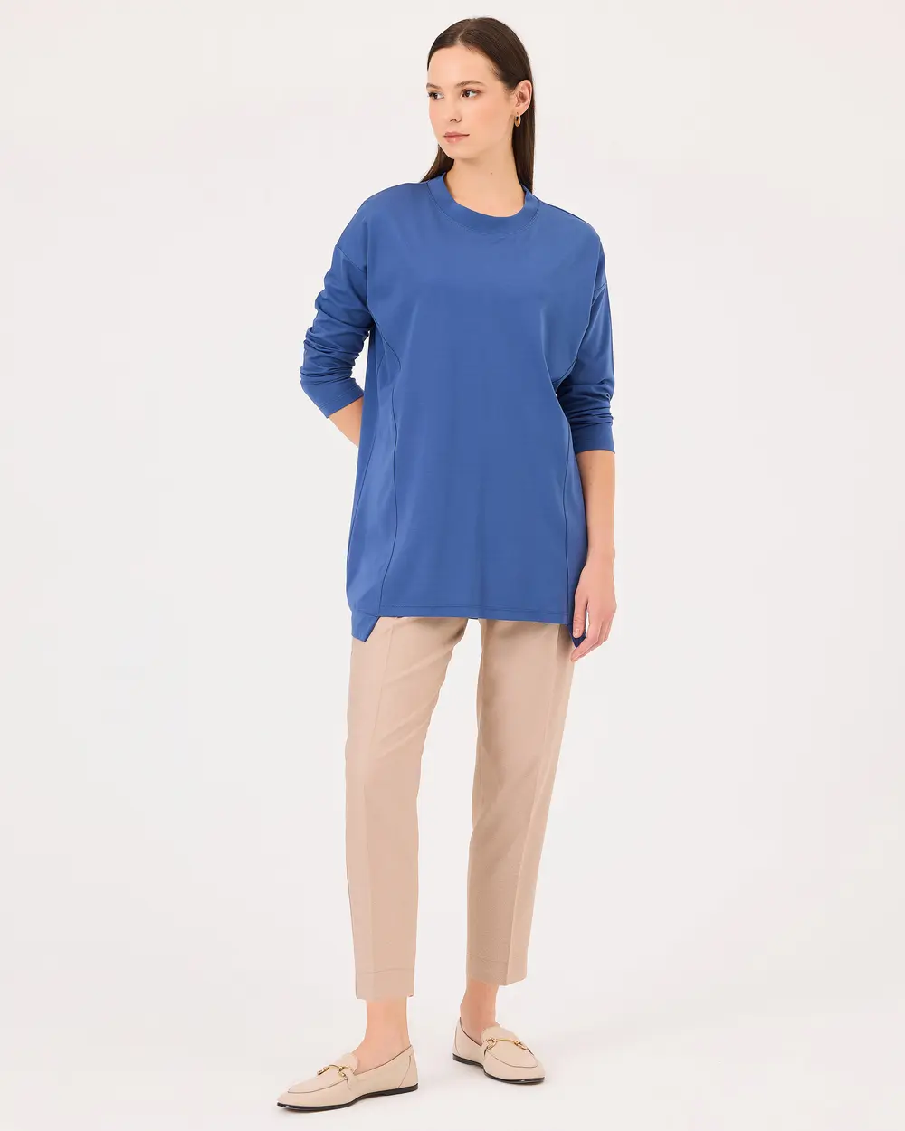 SCL Oversize Midi Günlük Kadın Tunik - 3/4 Kol - Minimalist