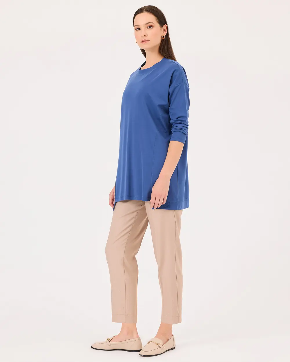 SCL Oversize Midi Günlük Kadın Tunik - 3/4 Kol - Minimalist