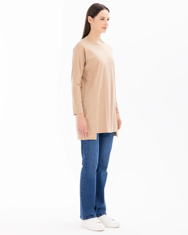 SCL Oversize Midi Günlük Kadın Tunik - 3/4 Kol - Minimalist