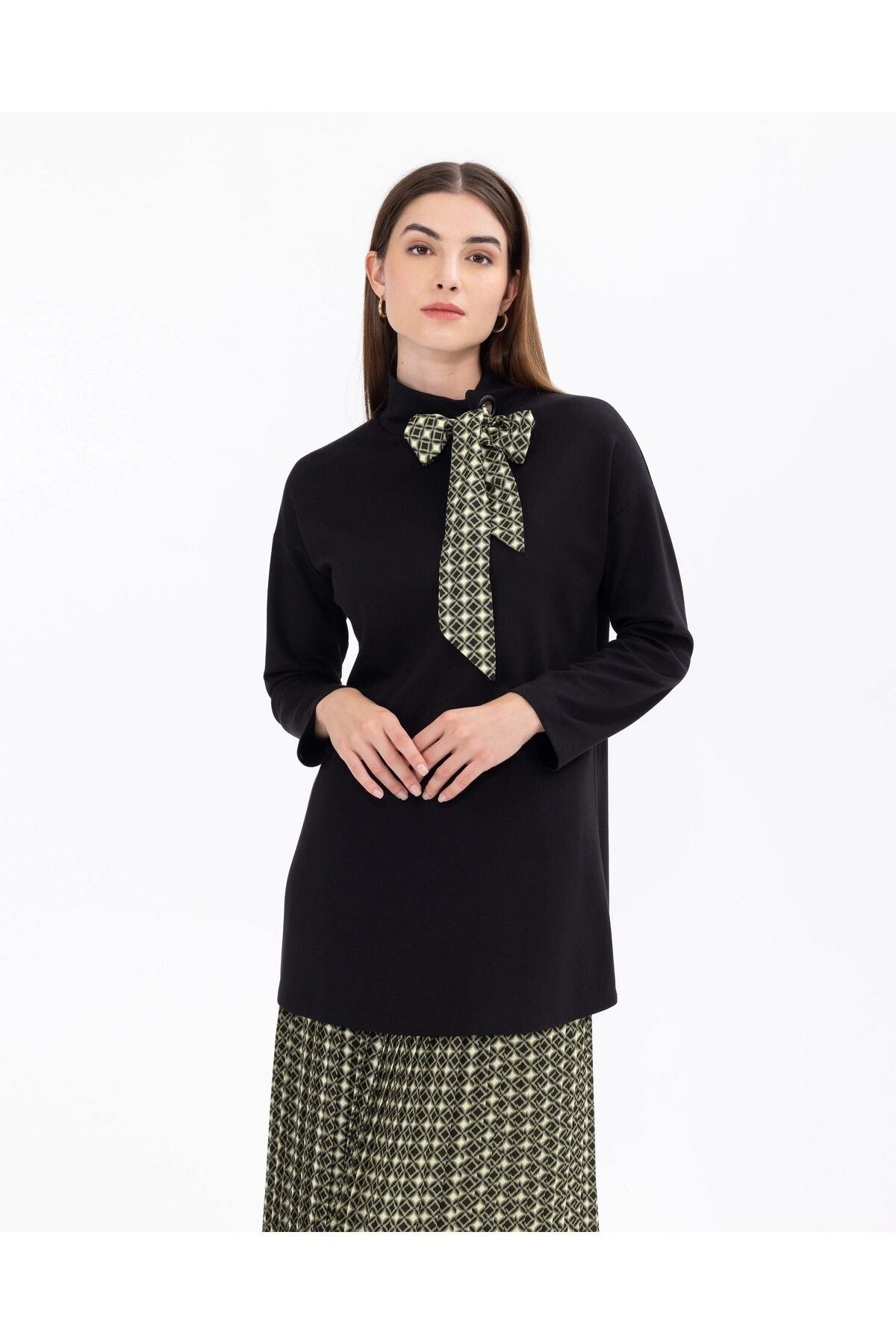 Scl Minimalist Oversize Bağlı Yaka Midi Triko - Günlük Şıklık Main image