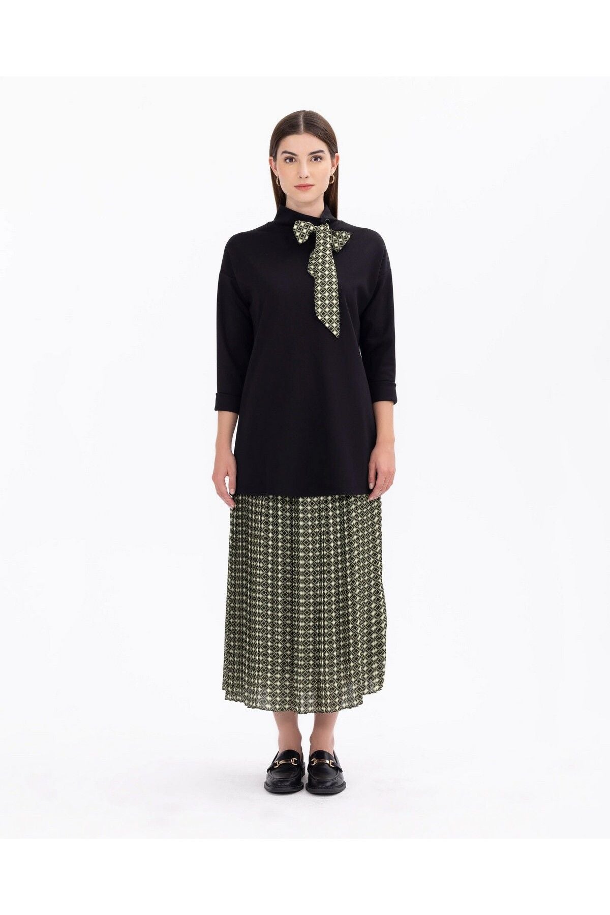 Scl Minimalist Oversize Bağlı Yaka Midi Triko - Günlük Şıklık Secondary image