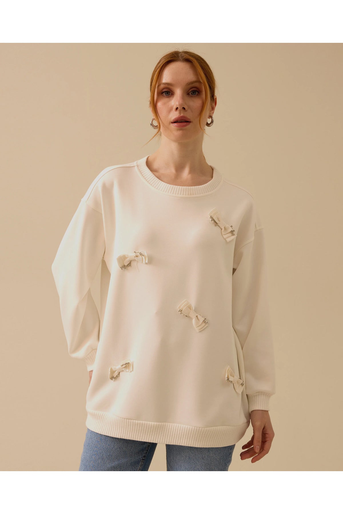 Scl Kadın Yuvarlak Yaka Taş Detaylı Sweatshirt 10002422311020 Secondary image