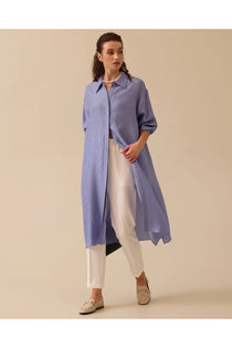 Scl Oversized Midi Gömlek Yaka Kadın Tunik - Günlük Şıklık