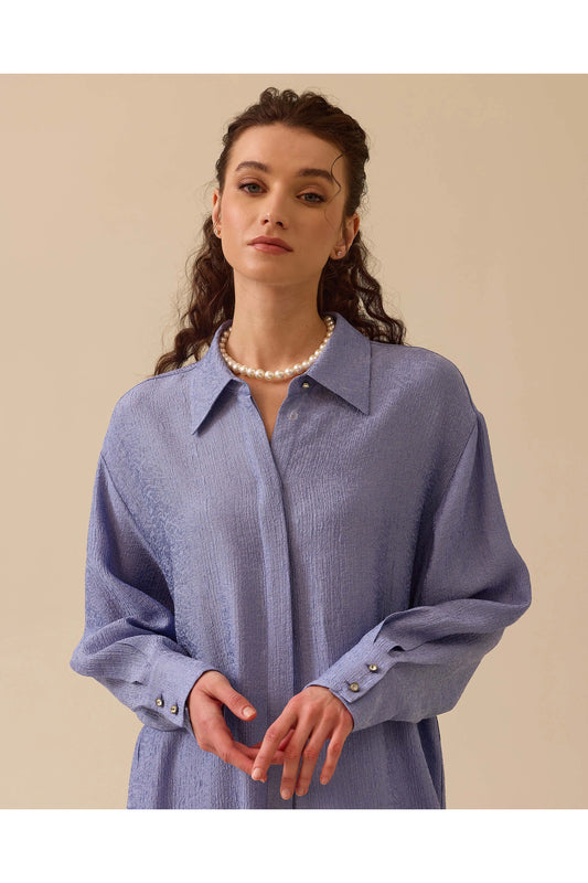 Scl Oversized Midi Gömlek Yaka Kadın Tunik - Günlük Şıklık