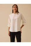 Selected high-neck blouse with pleat detail