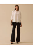 Selected high-neck blouse with pleat detail